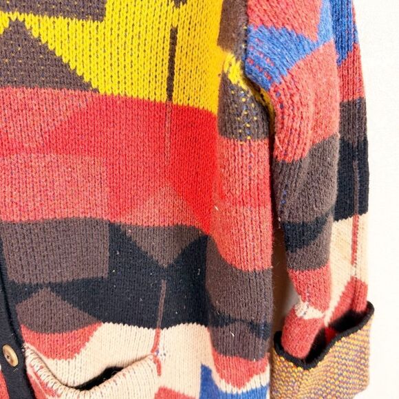 Sparrow Anthropologie Wool Blend Aztec Chunky Oversized Sweater Cardigan Large - Picture 5 of 7